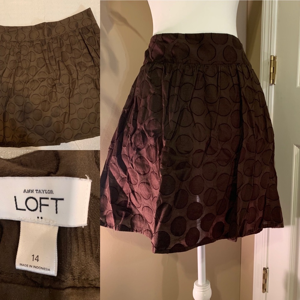 LOFT Brown Circle Skater Skirt